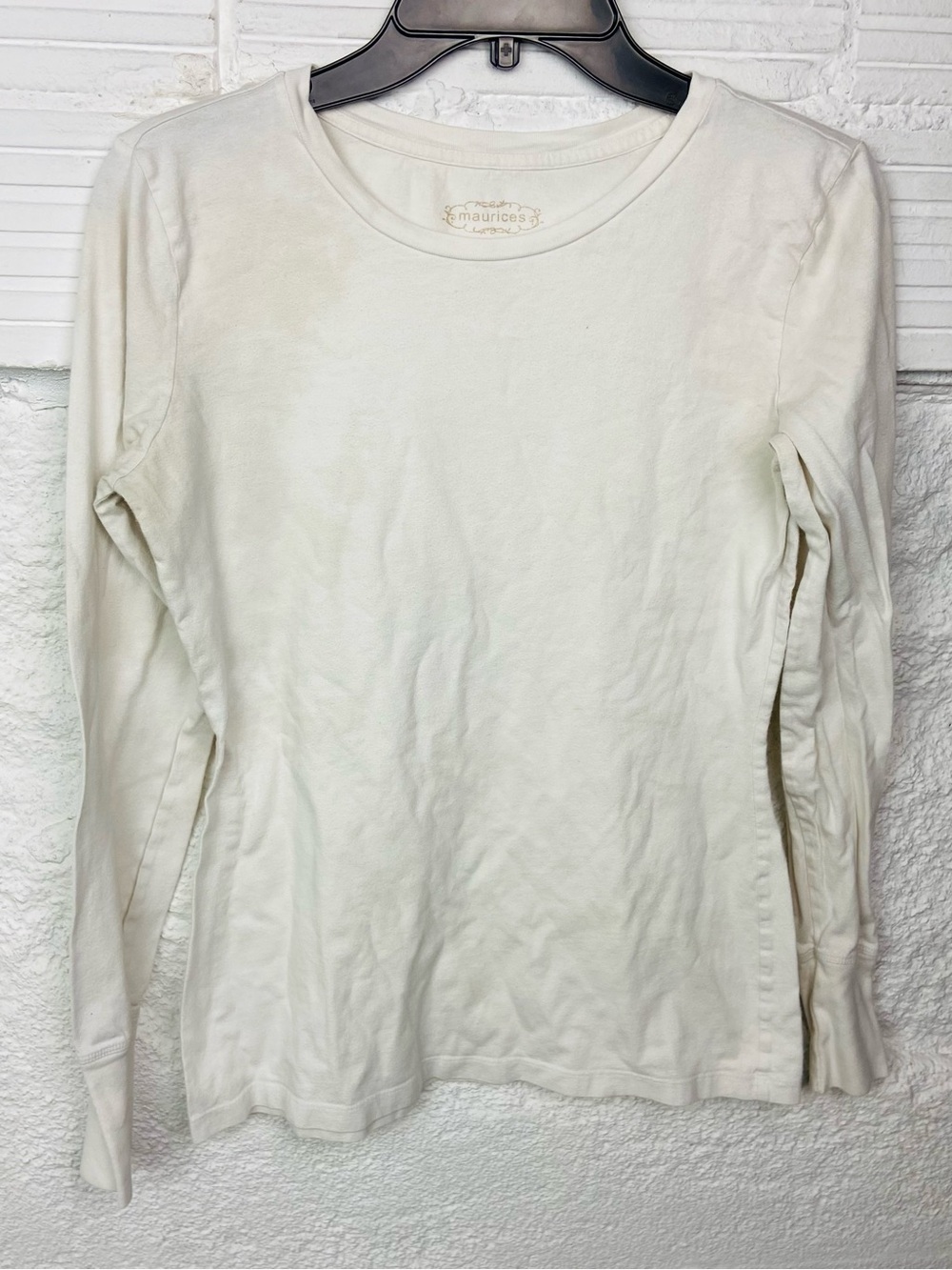 Maurices Long-Sleeve Crewneck Top in Off-White